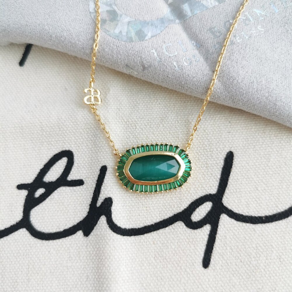 Alicia Bonnie Necklace - Kelly - Green Cat's Eye Gold